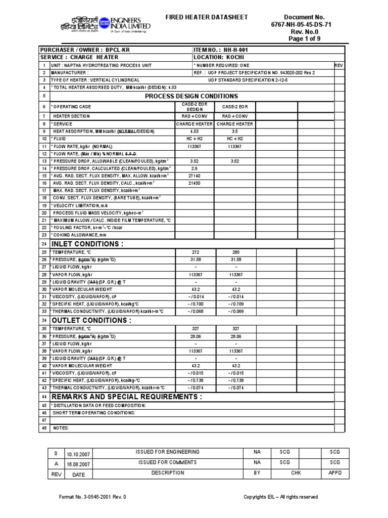 NHT Heater API Datasheet | PDF | Liquids | Pipe (Fluid Conveyance)