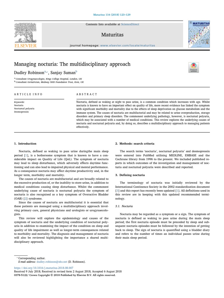 Managing Nocturia The Multidisciplinary Approach PDF Urinary Incontinence Diabetes