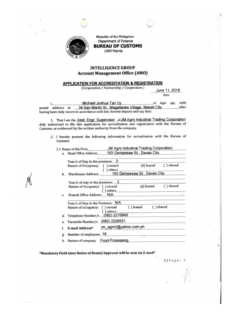Bureau of Customs 2019 Requirements PDF | PDF