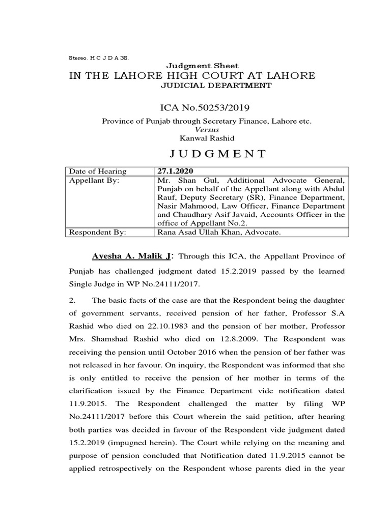 Judgment: in The Lahore High Court at Lahore | PDF | Judgment (Law ...