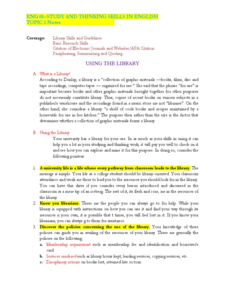 Library Skills for Effective Research | PDF