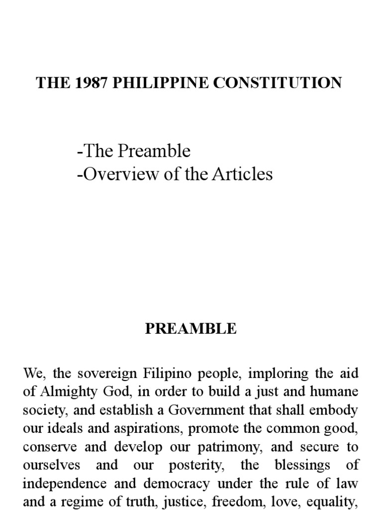 1987 Philippine Constitution Overview | PDF | President Of The ...