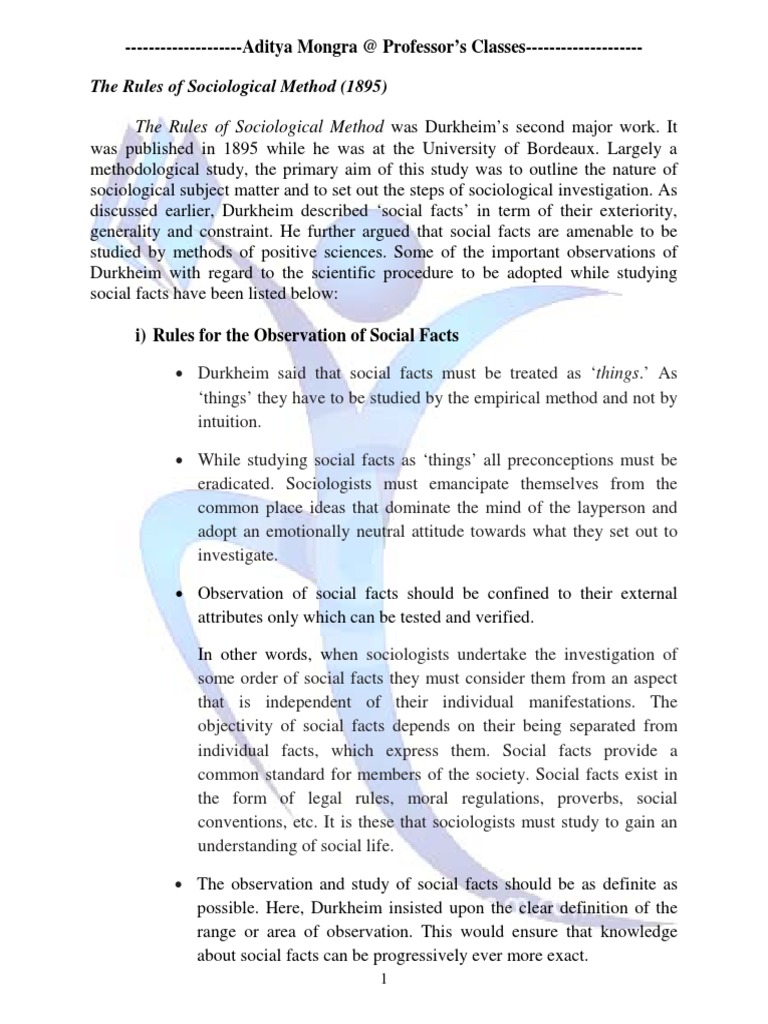 The Rules of Sociological Method | PDF | Émile Durkheim | Sociology