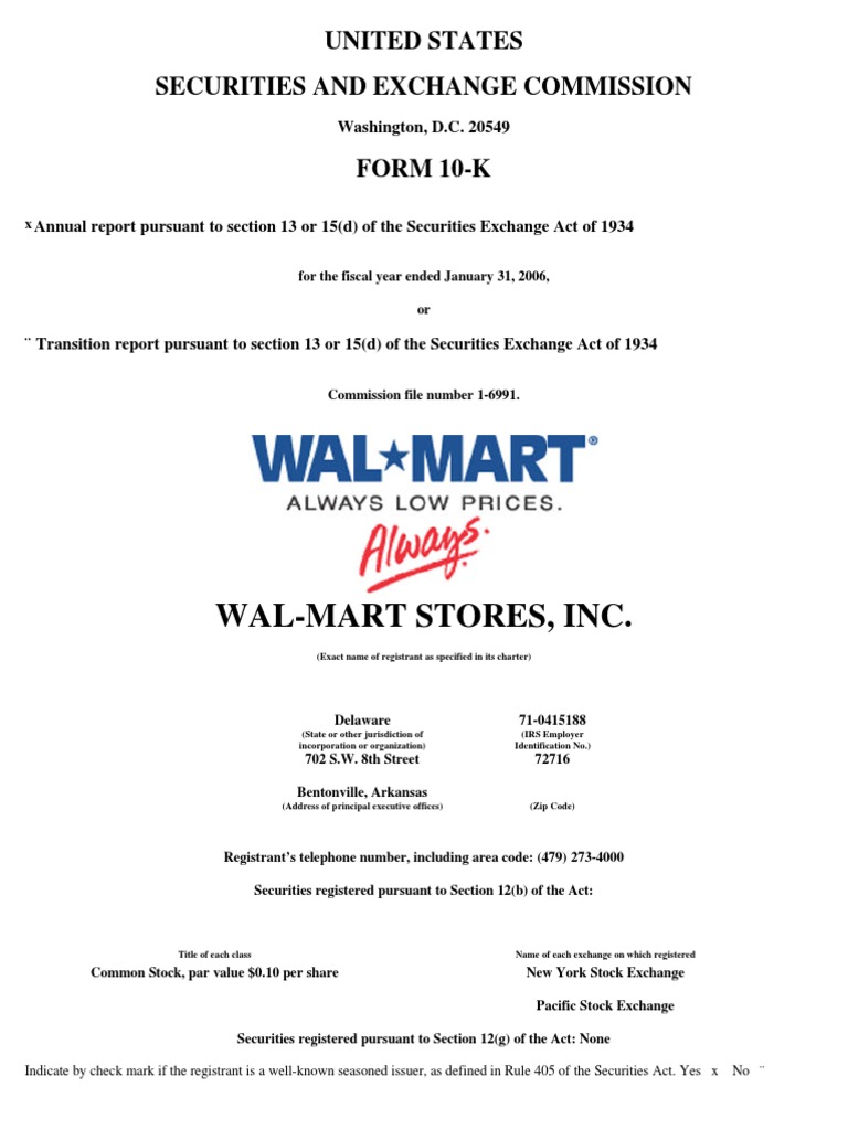 Wal-Mart Stores, Inc.: United States Securities and Exchange Commission ...
