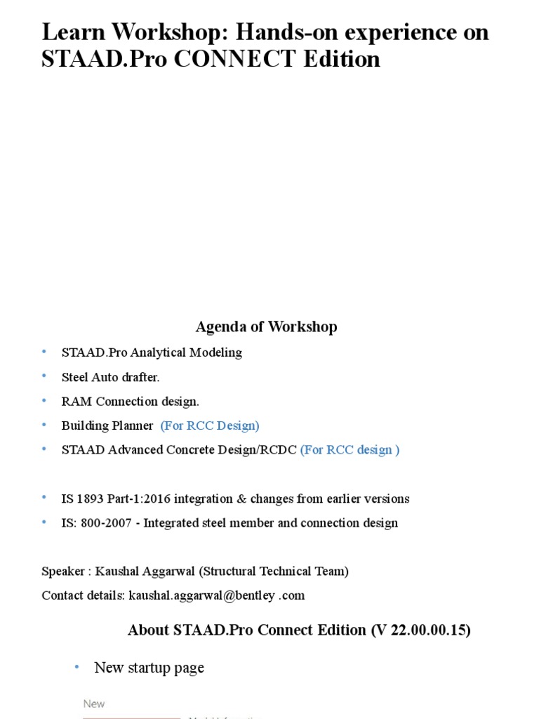 STAAD.Pro CONNECT Edition Workshop Guide | PDF | Software | Application ...
