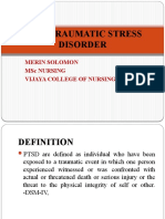 Post Traumatic Stress Disorder: Merin Solomon MSC Nursing Vijaya College of Nursing