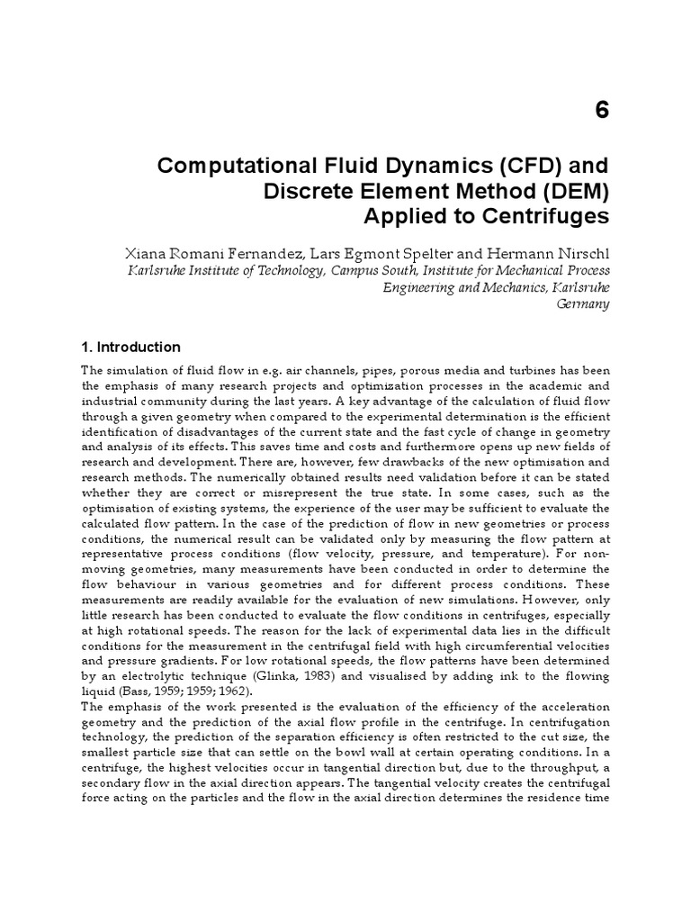 Computational Fluid Dynamics (CFD) and DEM Applied To Centrifuges PDF | PDF