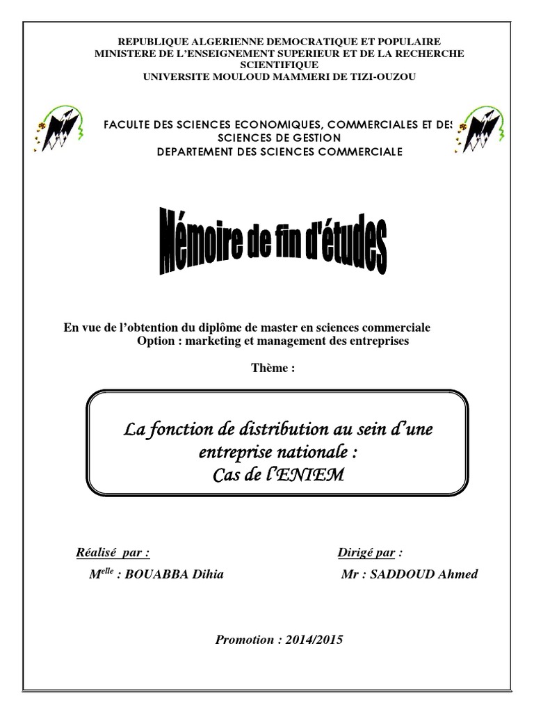 Sujet De Memoire Marketing Distribution