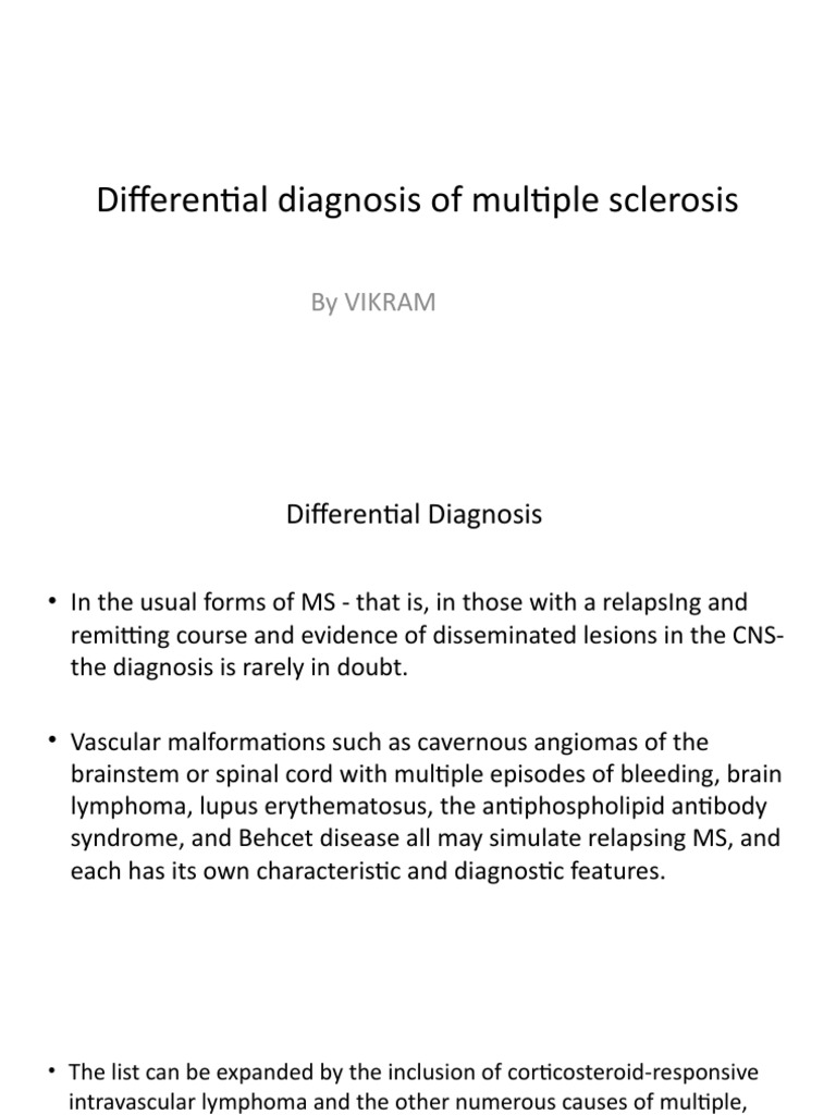 DDX of Multiple Sclerosis | PDF