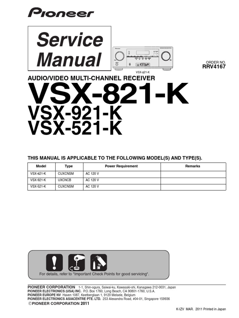 Pioneer VSX-521/921 Service Manual | PDF | Frequency Modulation