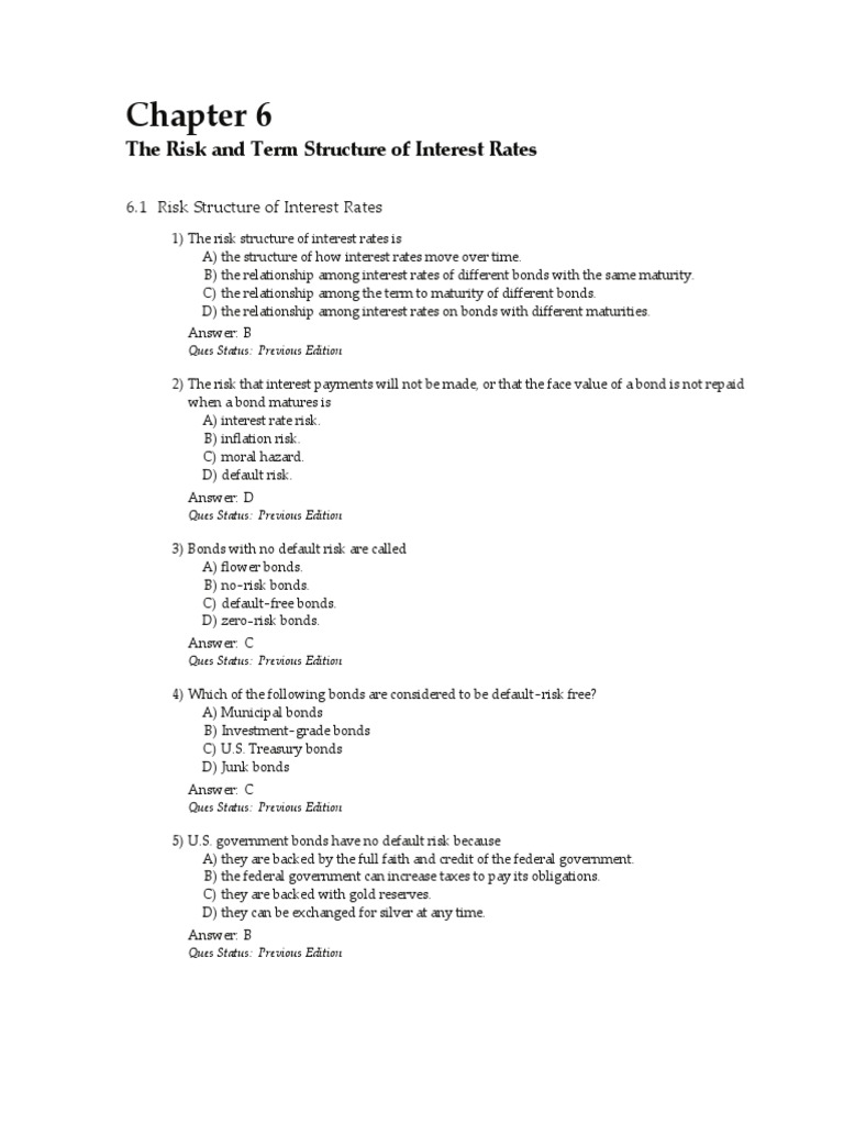 Risk and Term Structure of Interest Rates | PDF | Yield Curve ...