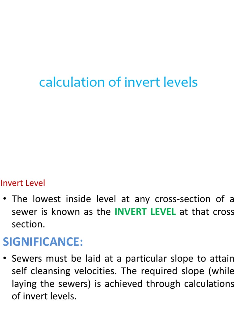 Calculation of Invert Levels | PDF | Sanitary Sewer | Slope