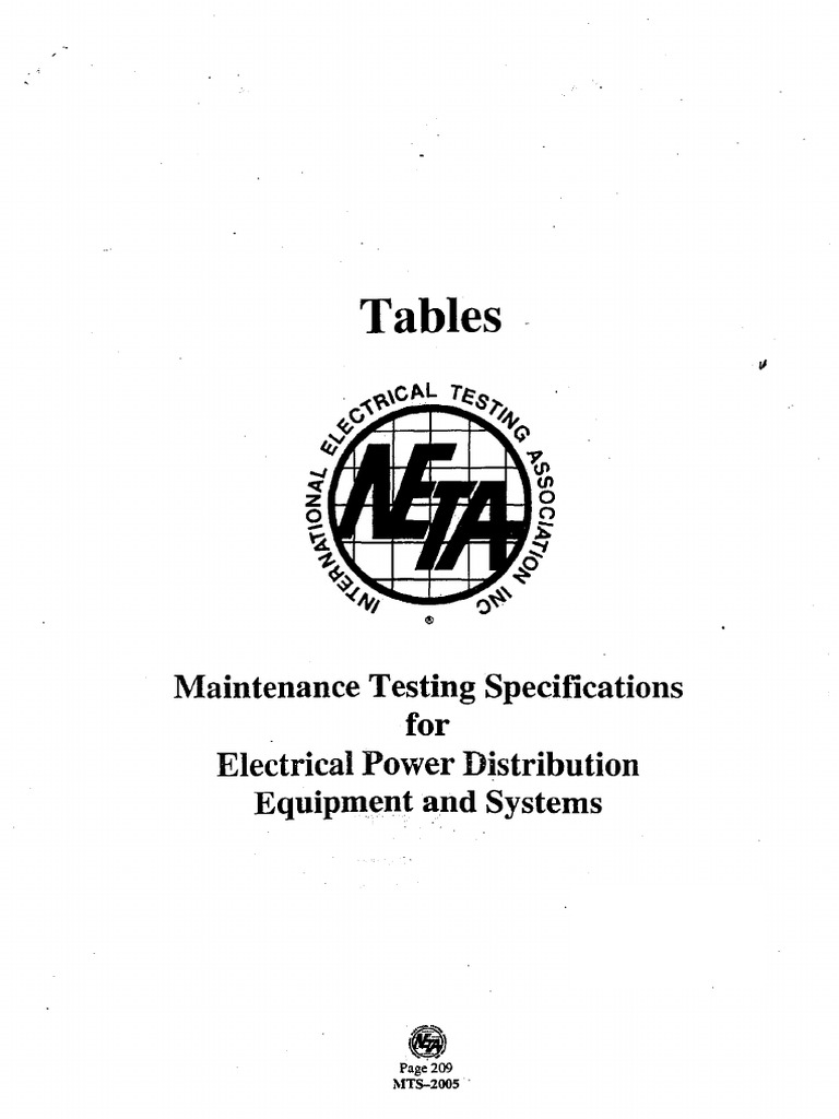 Maintenance Testing Specifications For Electrical Power Distribution ...