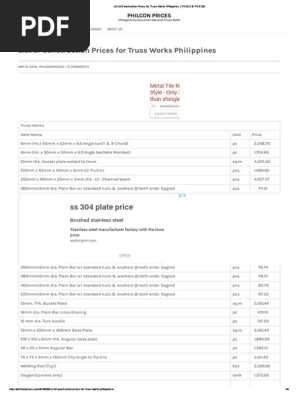 List of Construction Prices for Truss Works Philippines _ PHILCON PRICES