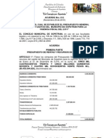 Acuerdo Nro. 012-Noviembre 29 de 2010. PRESUPUESTO 2011