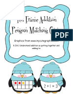 Ten Frame Addition Penguin Matching Game: K.OA.1 Understand Addition As Putting Together and Adding To