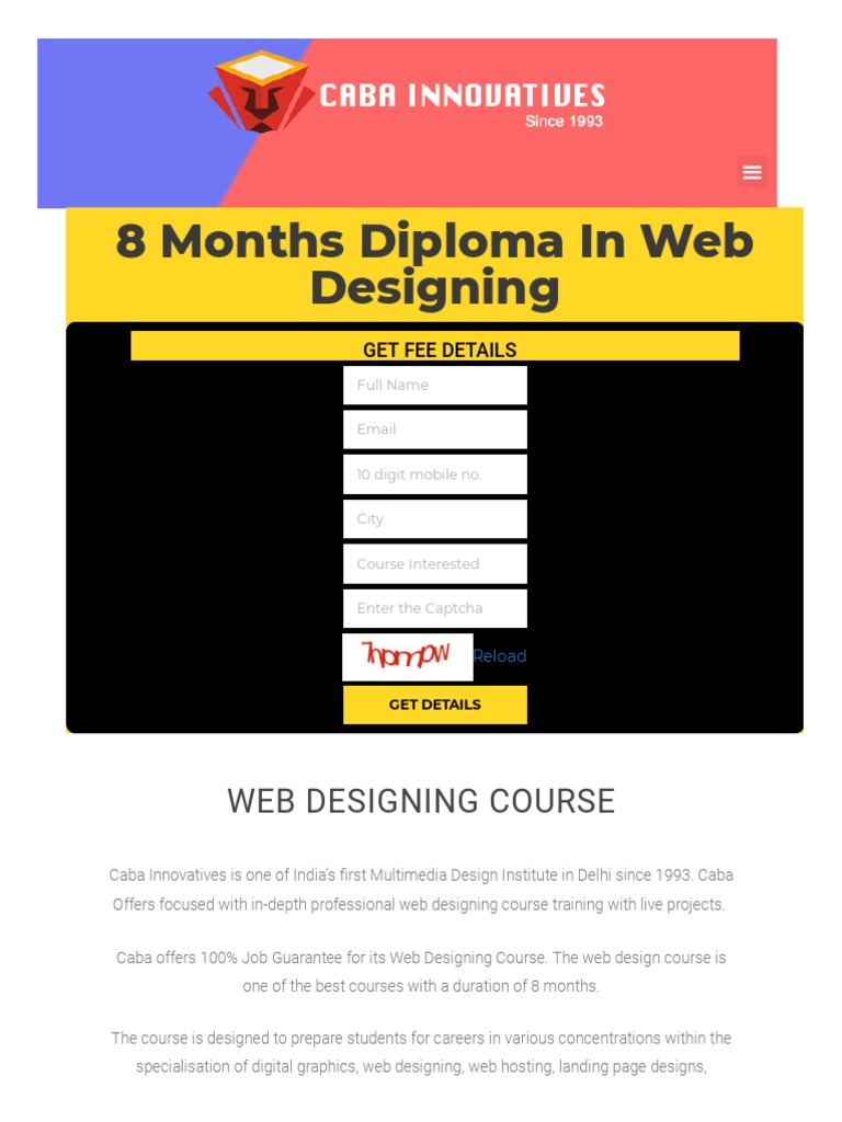 8-Month Web Designing Diploma Course | PDF | Web Design | World Wide Web