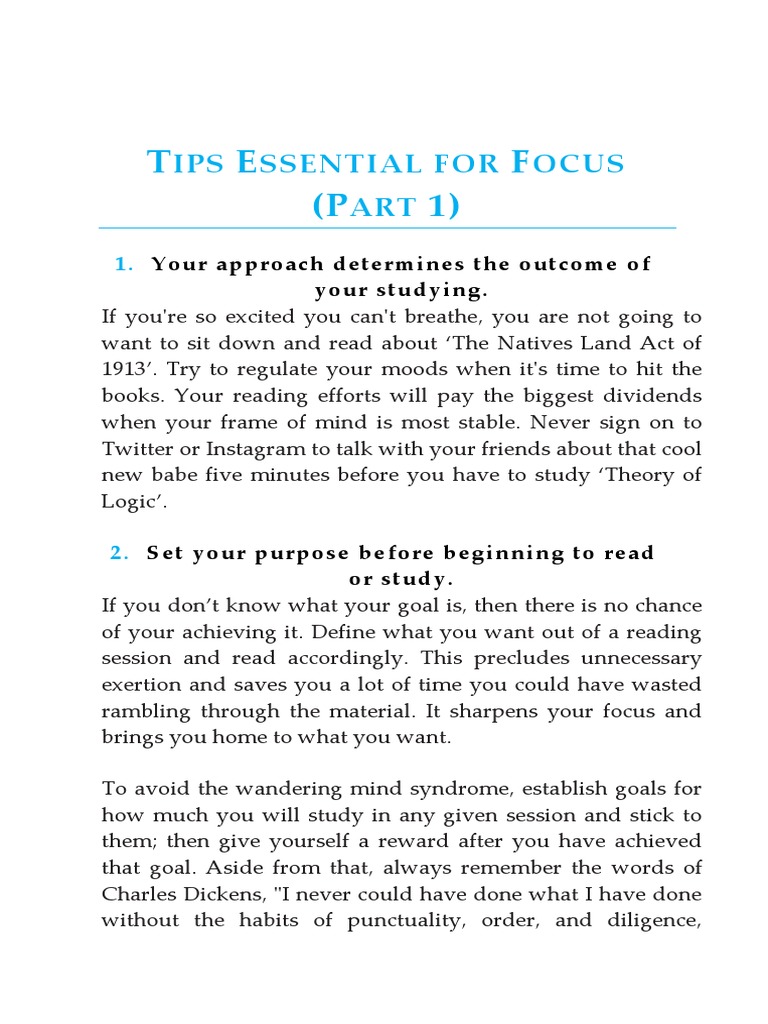 Essential Study Focus Tips | PDF