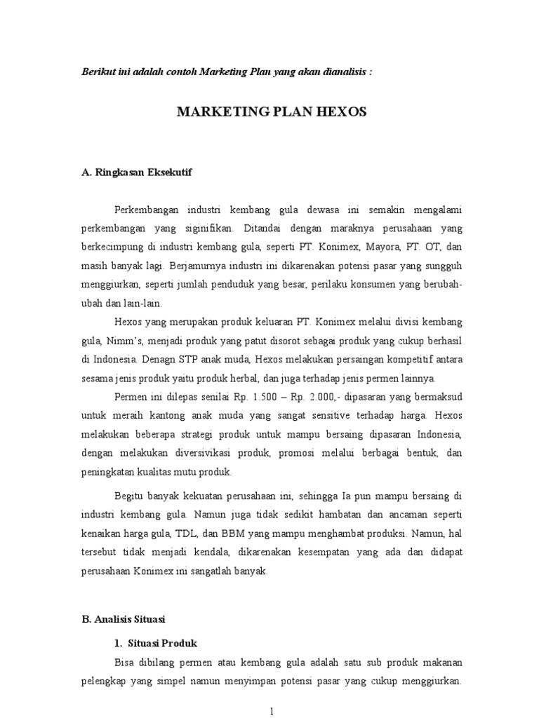 Analisis Marketing Plan Hexos