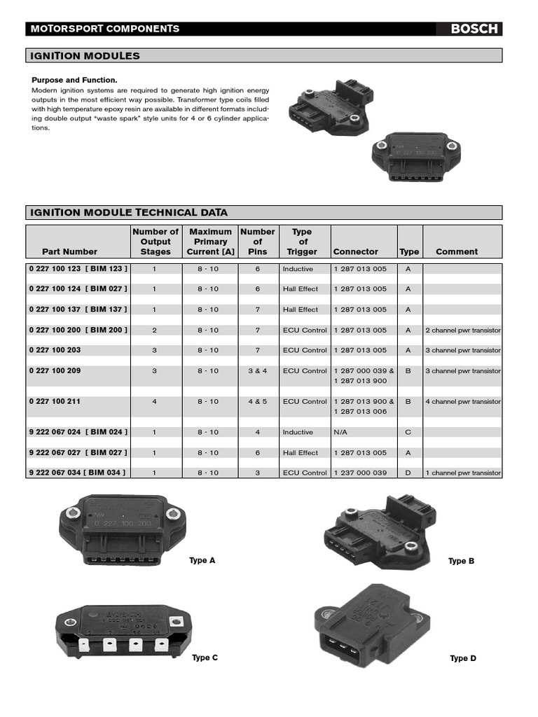 Boasch Ignition Modules PDF Ignition System Electronic Engineering