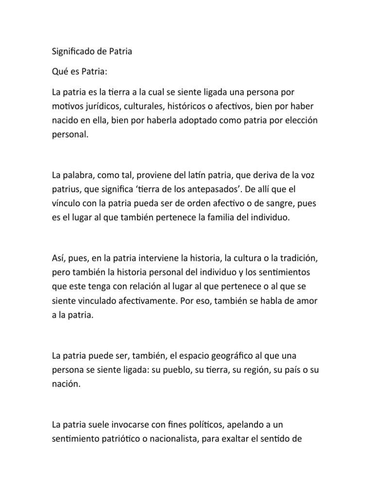 Definición y significado de patria | PDF | República | Nación