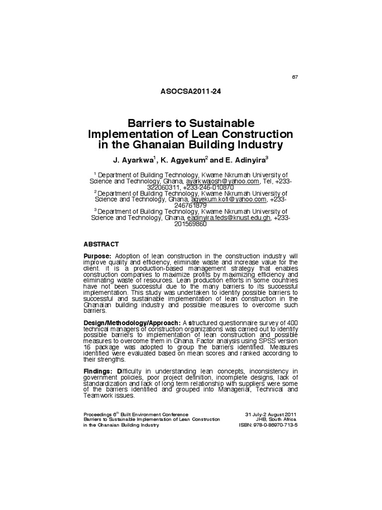 Barriers To Sustainable Implementation o PDF | PDF | Factor Analysis ...