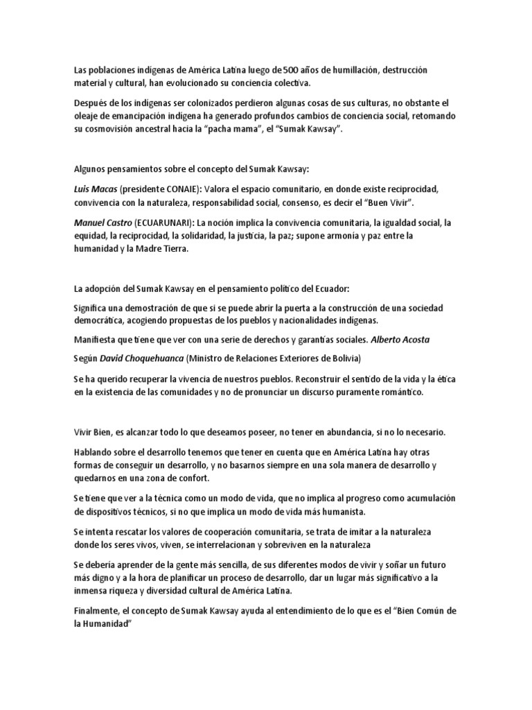 Sumak Kawsay UBV PDF Teorías filosóficas Science