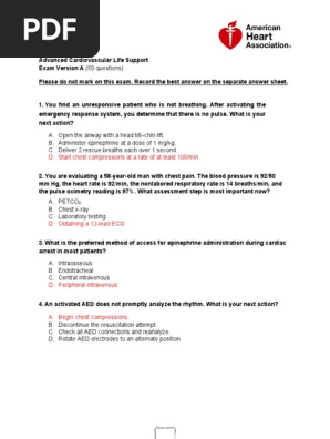 ACLS Exam Version A | PDF | Cardiopulmonary Resuscitation 