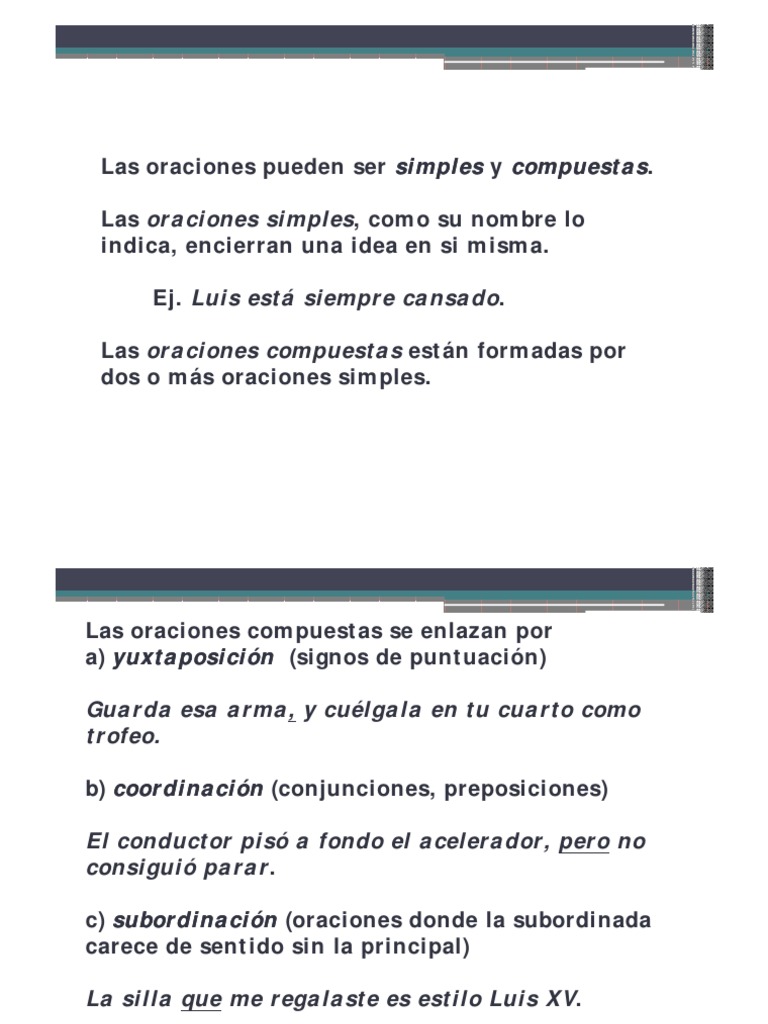 Oraciones compuestas y su estructura | PDF | Artes del Lenguaje y ...