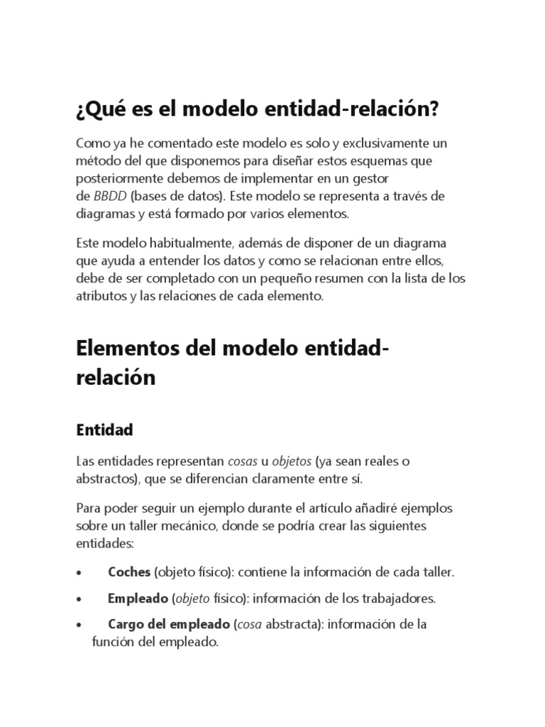 Qué Es El Modelo Entidad | PDF | Bases de datos | Informática