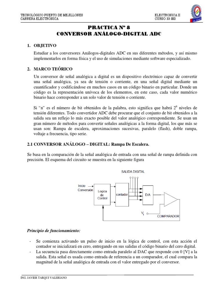 ELECTRONICA II Practica 8 Conversores ADC Final, PDF, Señal analoga