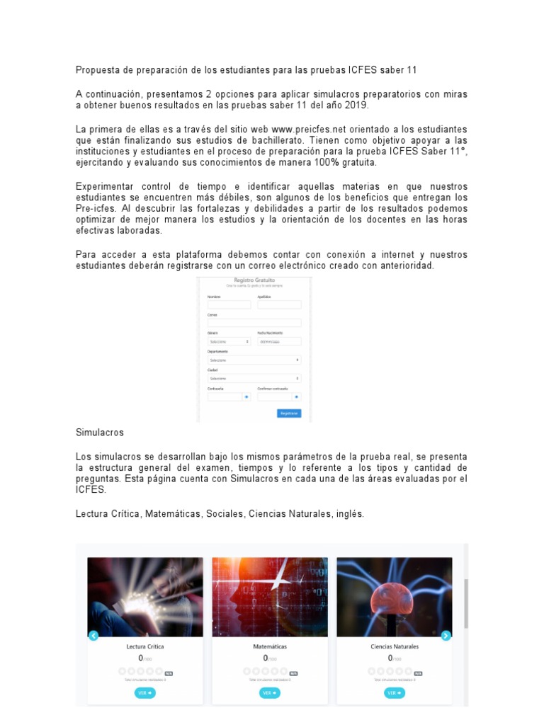 Preparación para ICFES Saber 11 | PDF | Prueba (evaluación) | Internet