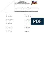 Logarithmic Functions WS 1