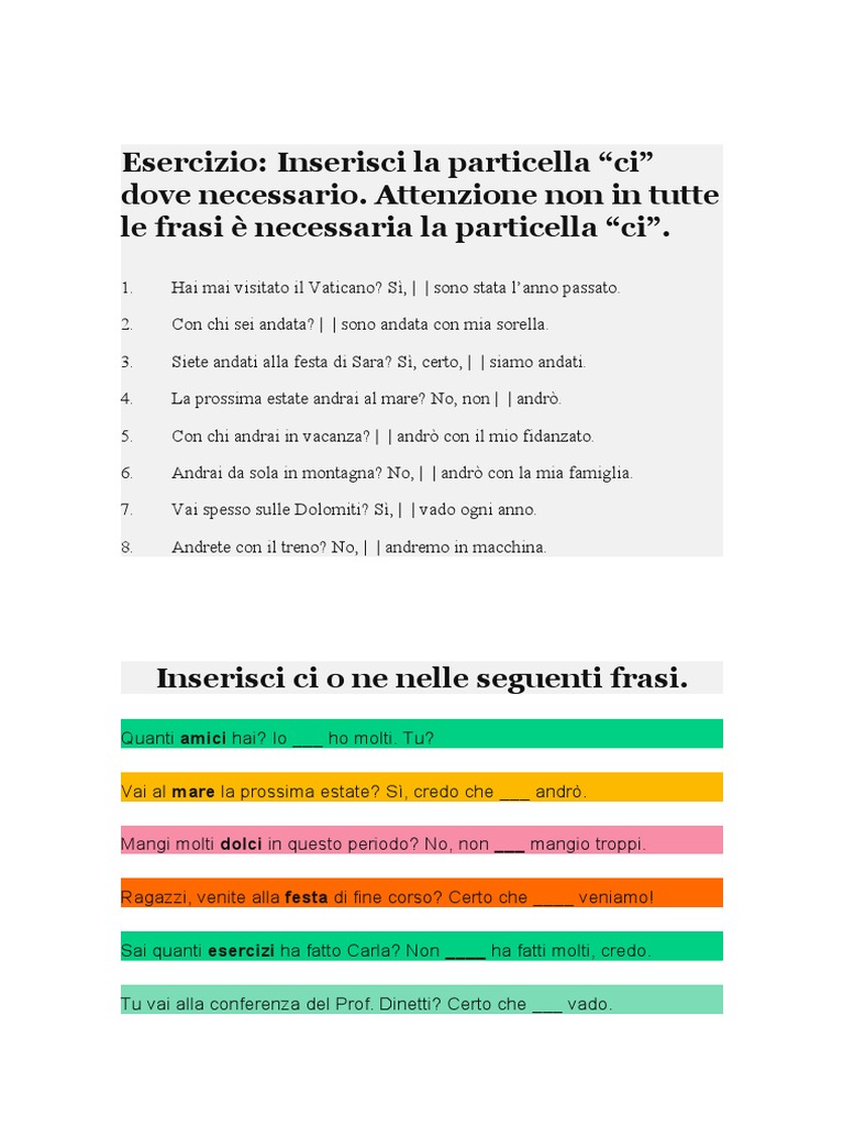 Esercizi Con Ci e Ne | PDF
