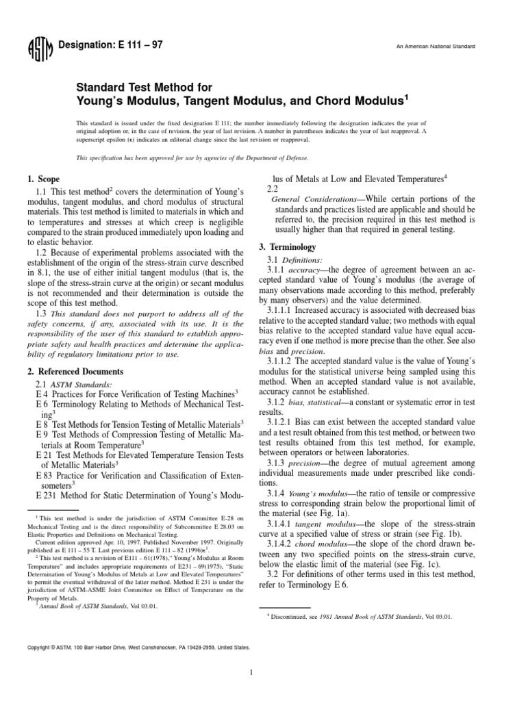 Young's Modulus, Tangent Modulus, and Chord Modulus1 PDF Young's