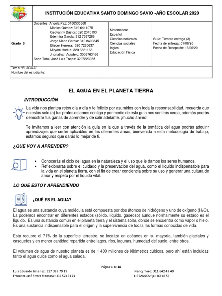 Cuidado del Agua en el Planeta Tierra | PDF | Nube | Fracción (Matemáticas)