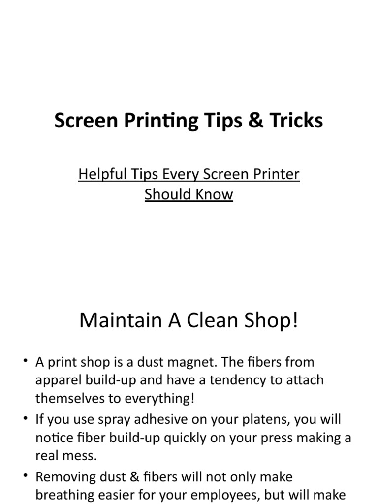 Essential Screen Printing Tips Guide Pdf Publishing Communication