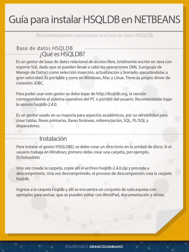 Instalación de HSQLDB en NetBeans | PDF | SQL | Archivo de computadora