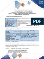 Guia de actividades y rubrica de evaluacion - Tarea  1-Resolver problemas y ejercicios de ecuaciones diferenciales de primer orden