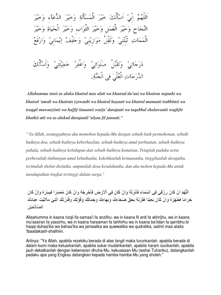 Allahumma Innii As Aluka Khairal Mas Alati Wa Khairad Du Pdf
