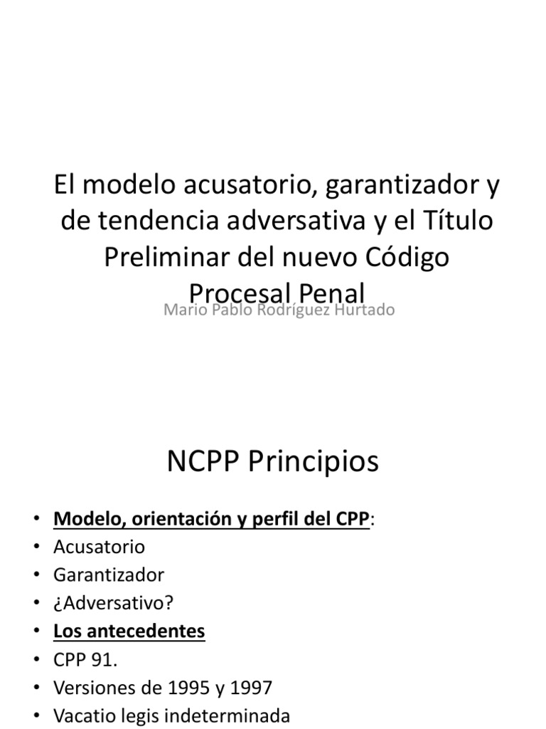 Principios del Nuevo Código Procesal Penal | PDF | Evidencia (ley ...