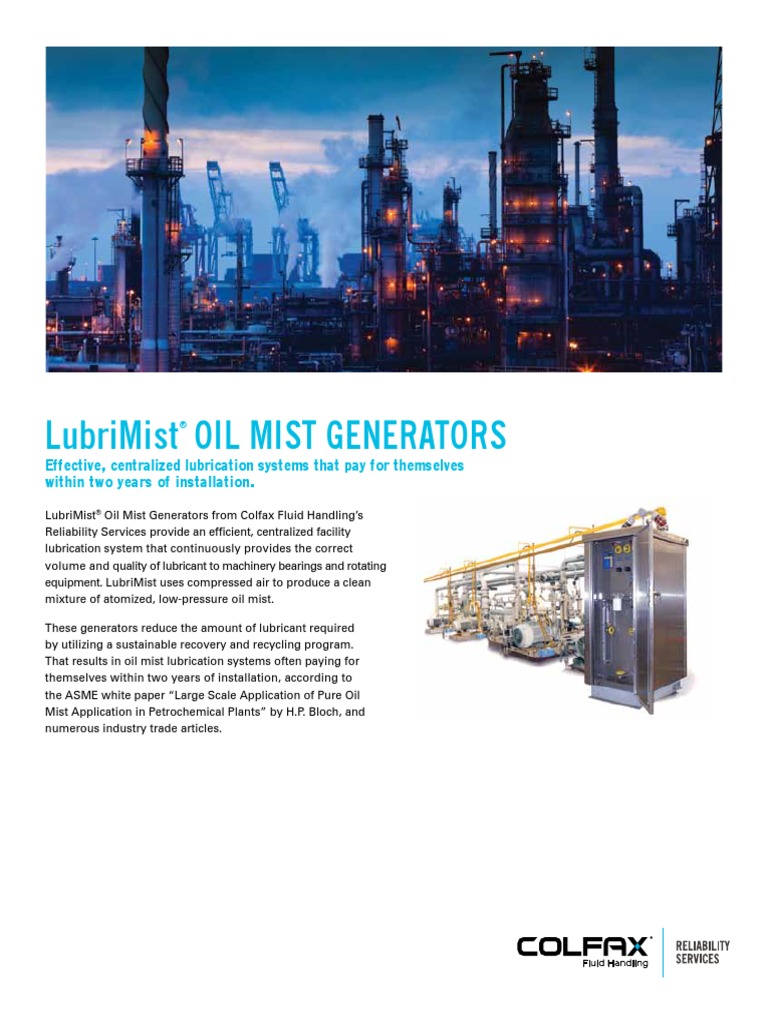 LubriMist Oil Mist Generators PDF Lubricant Bearing (Mechanical)