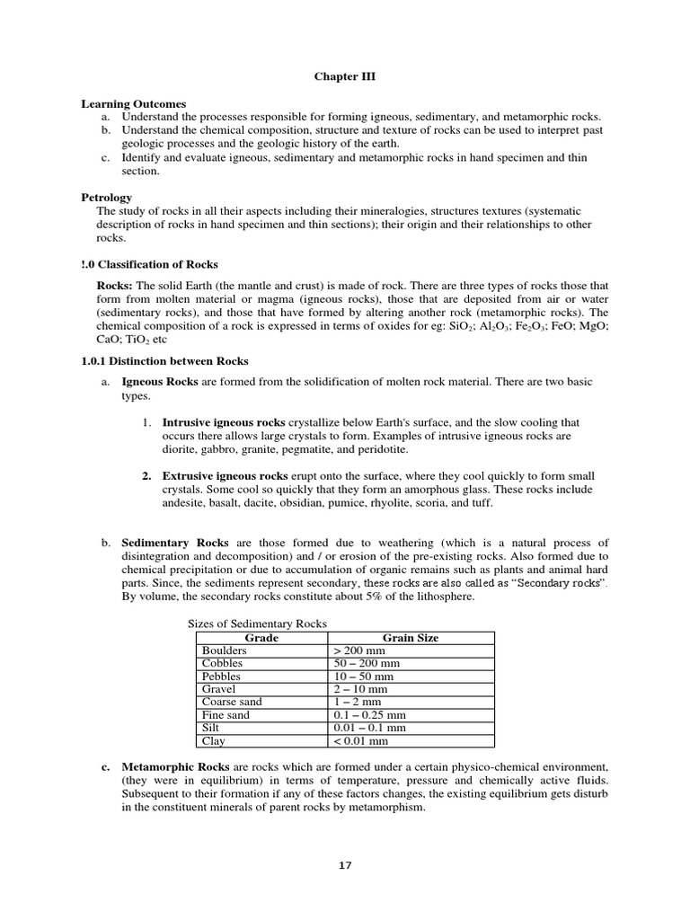 Lecture Manual Geology For Civil Engineers 2 0 Units Iii Petrology