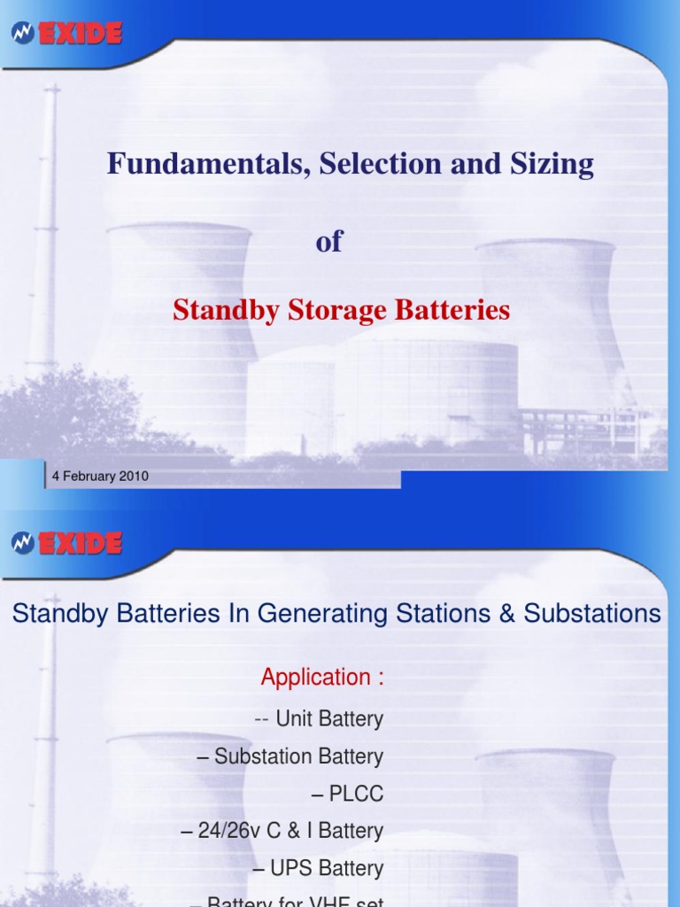 Fundamentals, Selection and Sizing of Standby Batteries PDF PDF