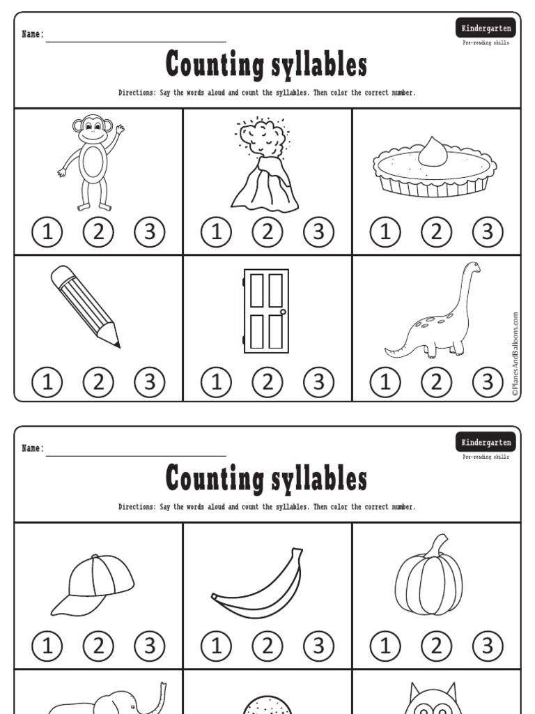 Counting Syllables Worksheets  PDF With Syllables  Worksheet For Kindergarten