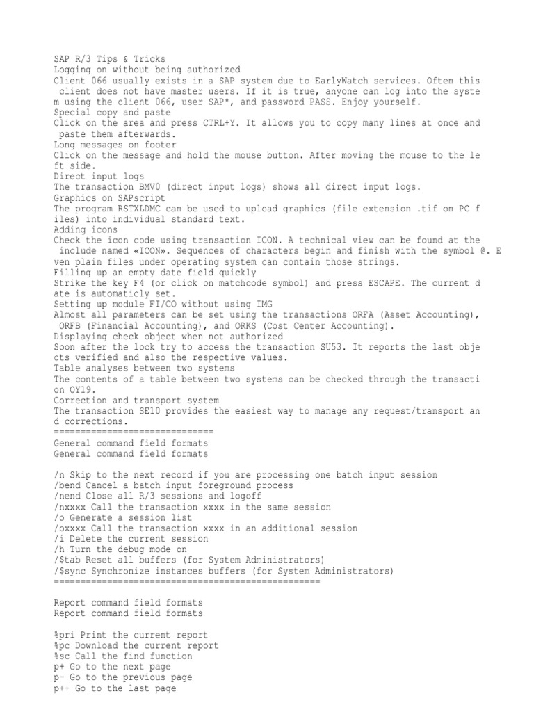 Sap Tips And Tricks Pdf Computer Network Transmission Control