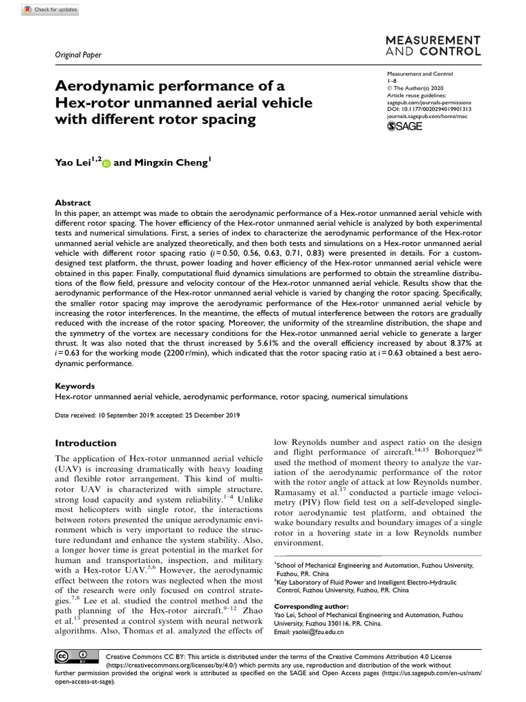 Aerodynamic Performance of A Hex-Rotor Unmanned Aerial Vehicle With ...