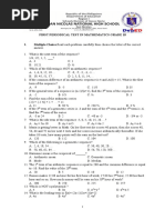 First Periodical Test in Mathematics Grade 10