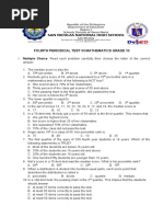 Fourth Periodical Test in Mathematics Grade 10: TH RD TH ST TH