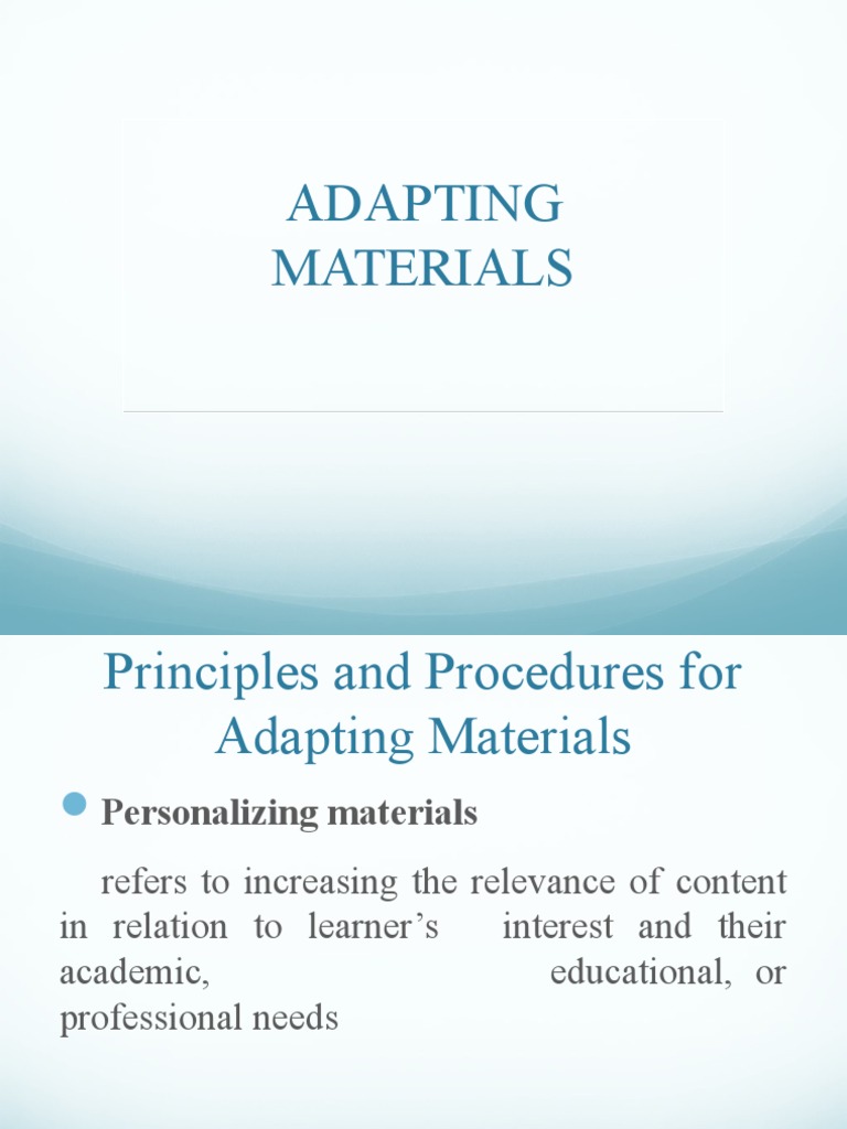 Adapting Materials PDF Textbook Teachers